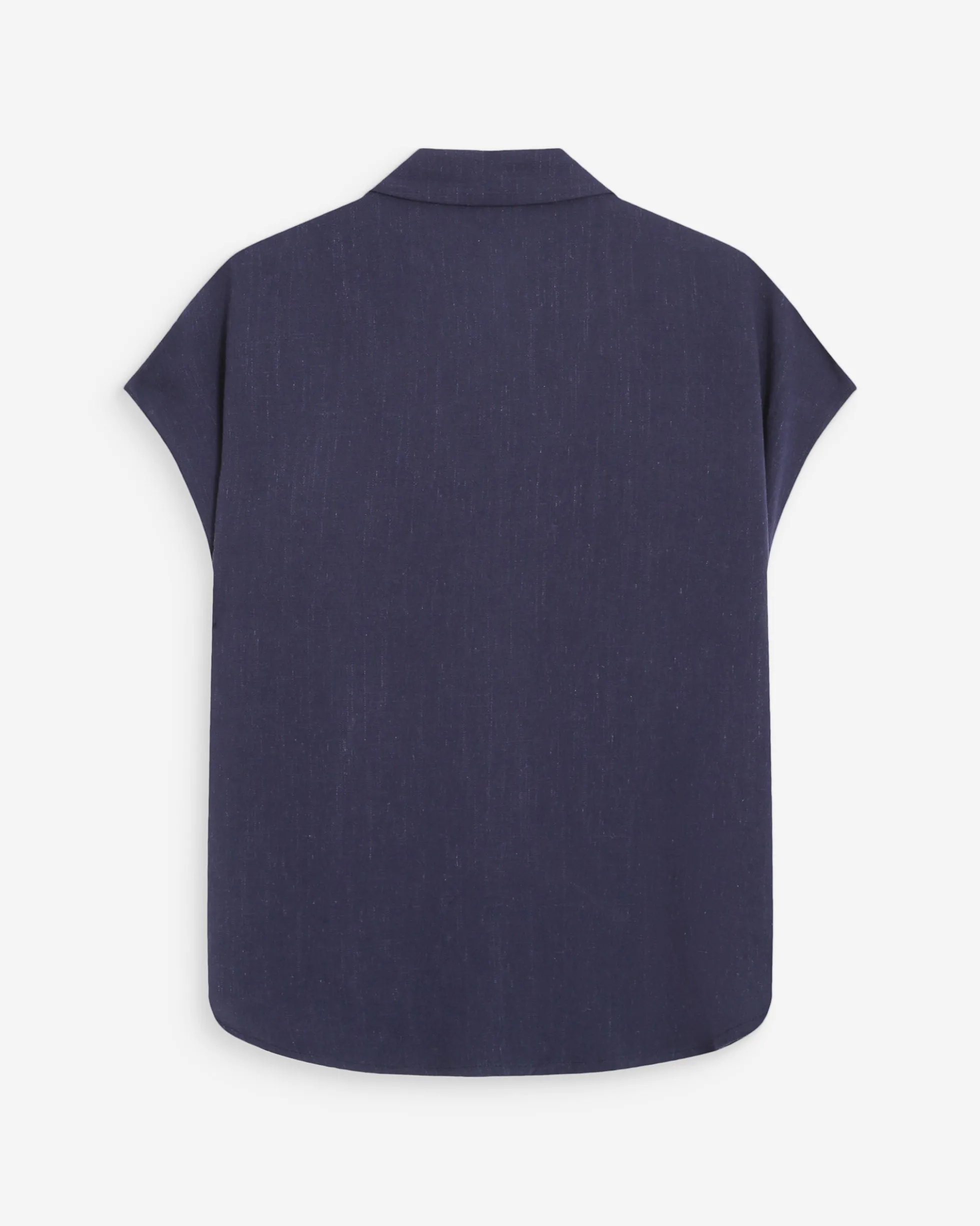 Chemise en lin fluide manches courtes marine Perez