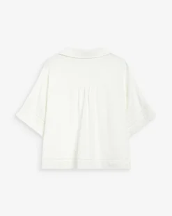 Chemise large manches courtes détails dentelle white Winka