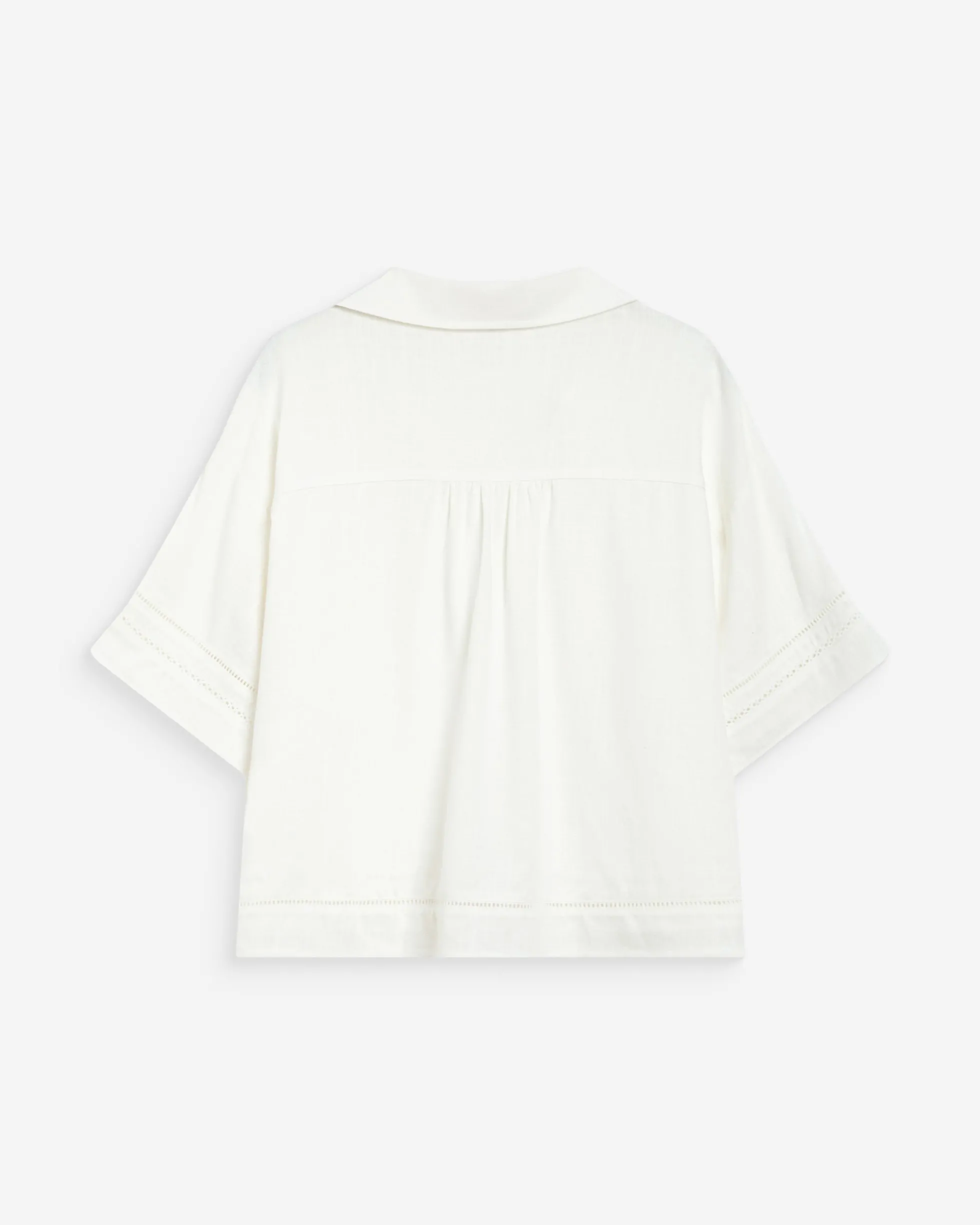 Chemise large manches courtes détails dentelle white Winka