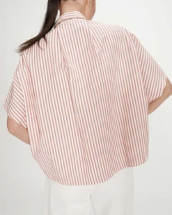Chemise large à rayures manches courtes corail Vercia