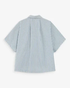 Chemise large à rayures manches courtes bleuet Vercia
