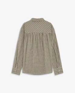 Chemise oversize col cavalier à carreaux sable Ayla