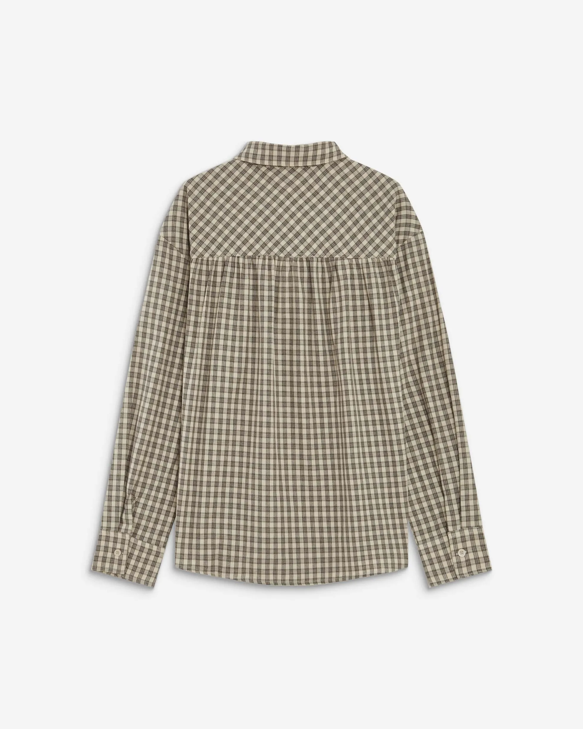 Chemise oversize col cavalier à carreaux sable Ayla