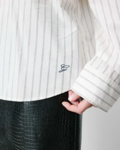 Chemise oversize à cravate amovible ecru Athena