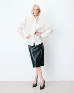 Chemise oversize à cravate amovible ecru Athena