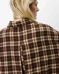 Chemise oversize dos à nouer à carreaux chocolat Arlette