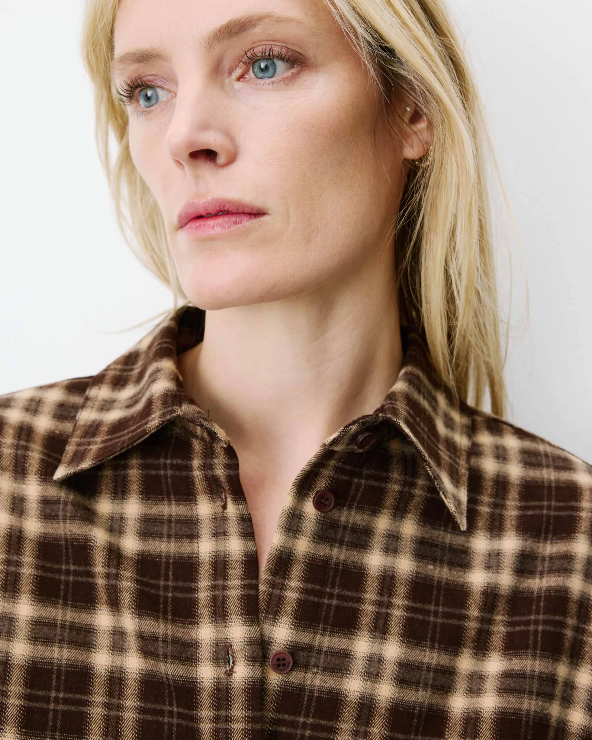Chemise oversize dos à nouer à carreaux chocolat Arlette