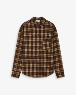 Chemise oversize dos à nouer à carreaux chocolat Arlette
