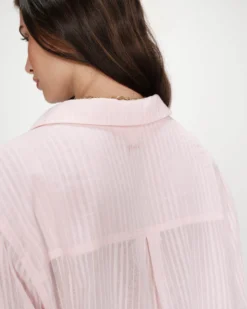 Chemise oversize en coton manches bouffantes rose Vibes