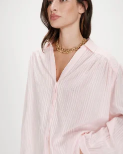 Chemise oversize en coton manches bouffantes rose Vibes