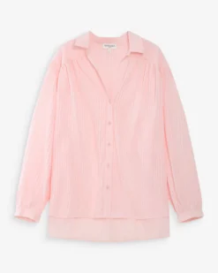 Chemise oversize en coton manches bouffantes rose Vibes