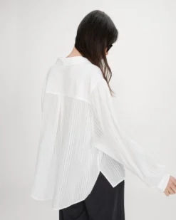 Chemise oversize en coton manches bouffantes ivoire Vibes