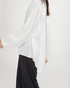 Chemise oversize en coton manches bouffantes ivoire Vibes