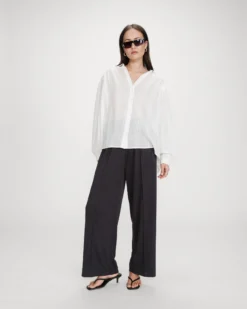 Chemise oversize en coton manches bouffantes ivoire Vibes