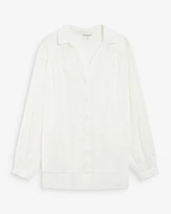 Chemise oversize en coton manches bouffantes ivoire Vibes