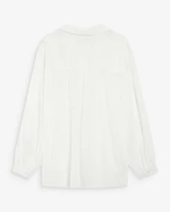 Chemise oversize en coton manches bouffantes ivoire Vibes