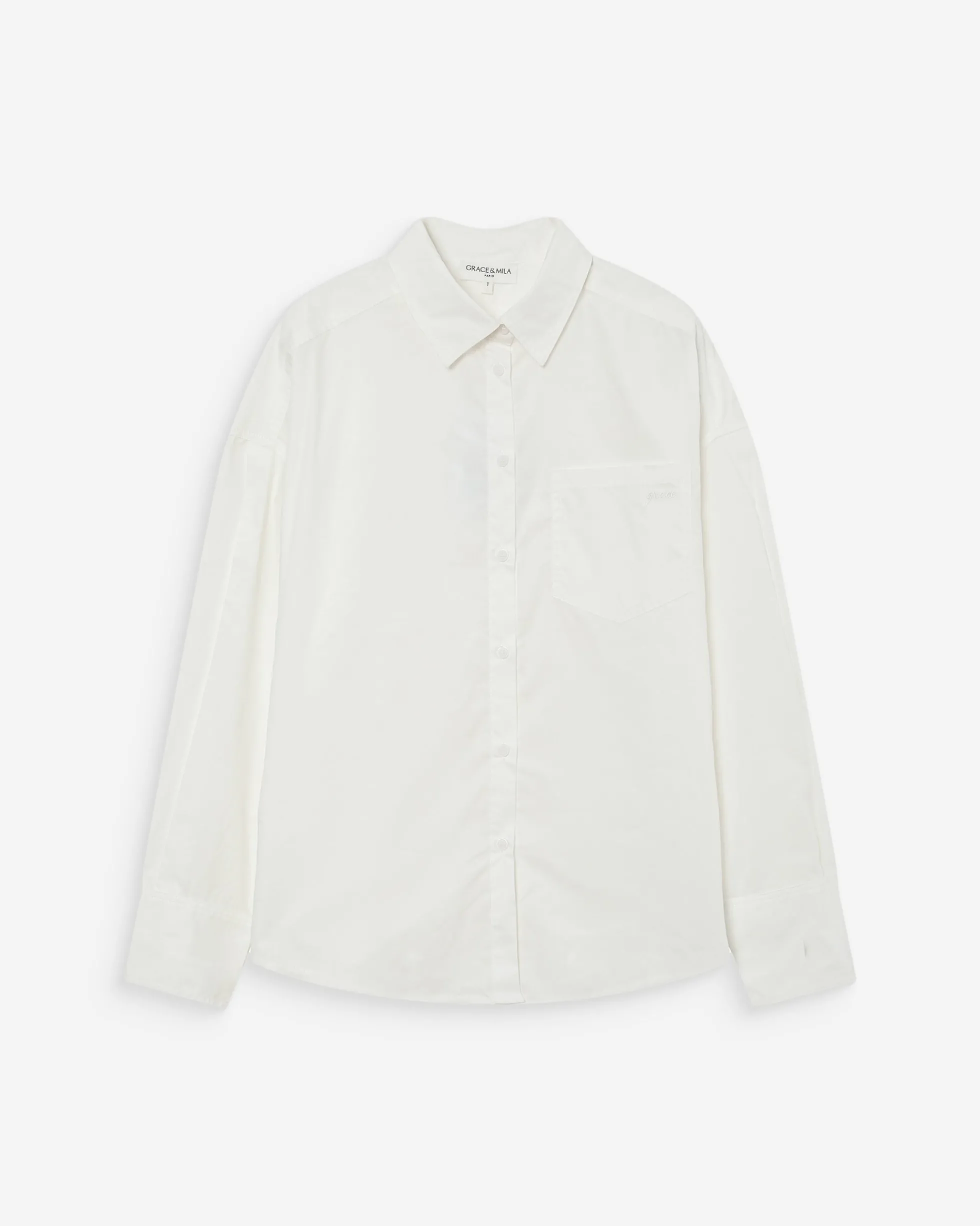 Chemise oversize en coton à nouer dans le dos ivoire Valerie