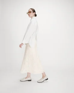 Chemise oversize en coton à nouer dans le dos ivoire Valerie