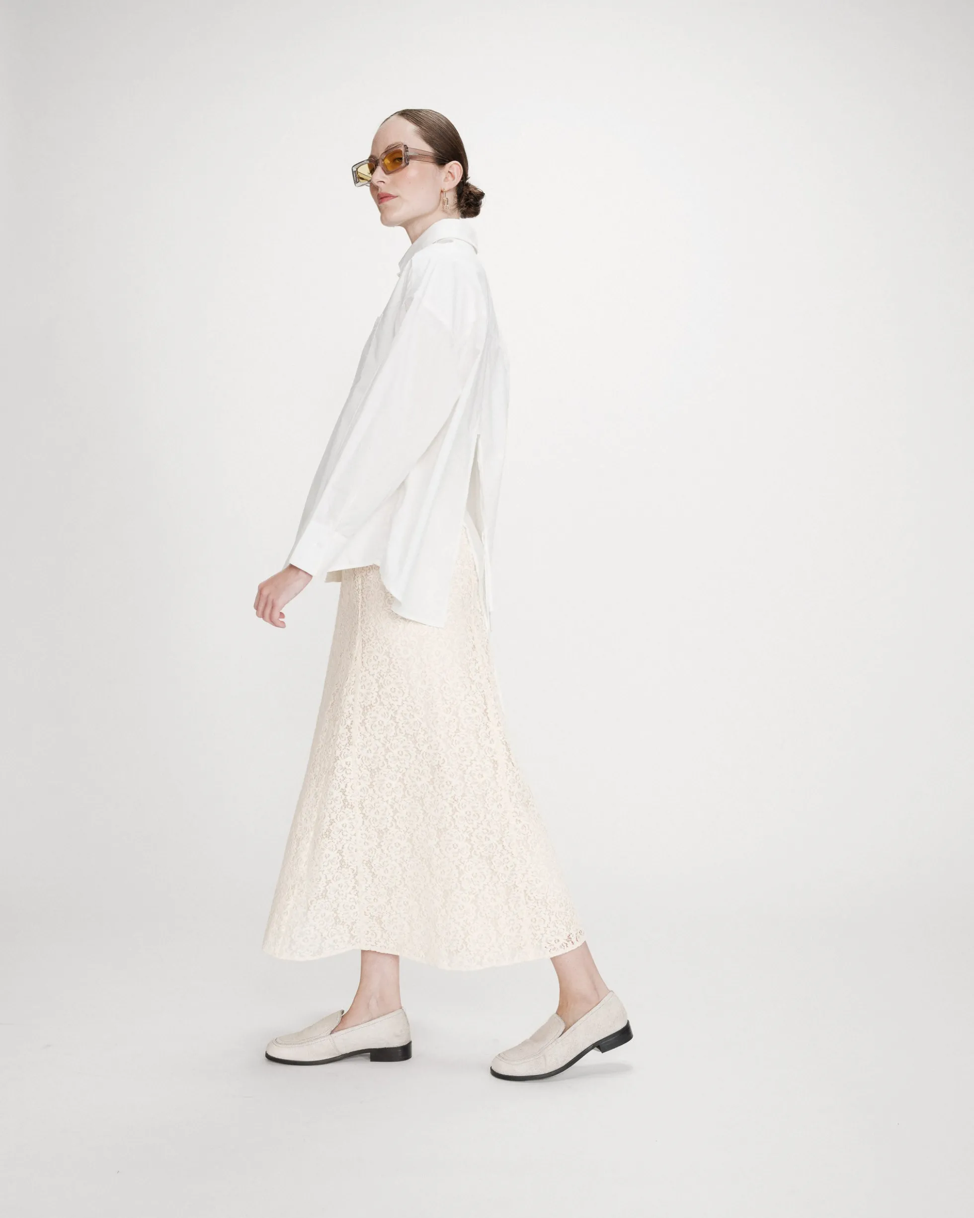 Chemise oversize en coton à nouer dans le dos ivoire Valerie