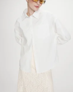 Chemise oversize en coton à nouer dans le dos ivoire Valerie