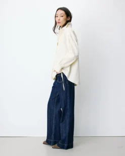 Chemise oversize en coton rayée vanille Armelle