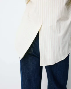 Chemise oversize en coton rayée vanille Armelle