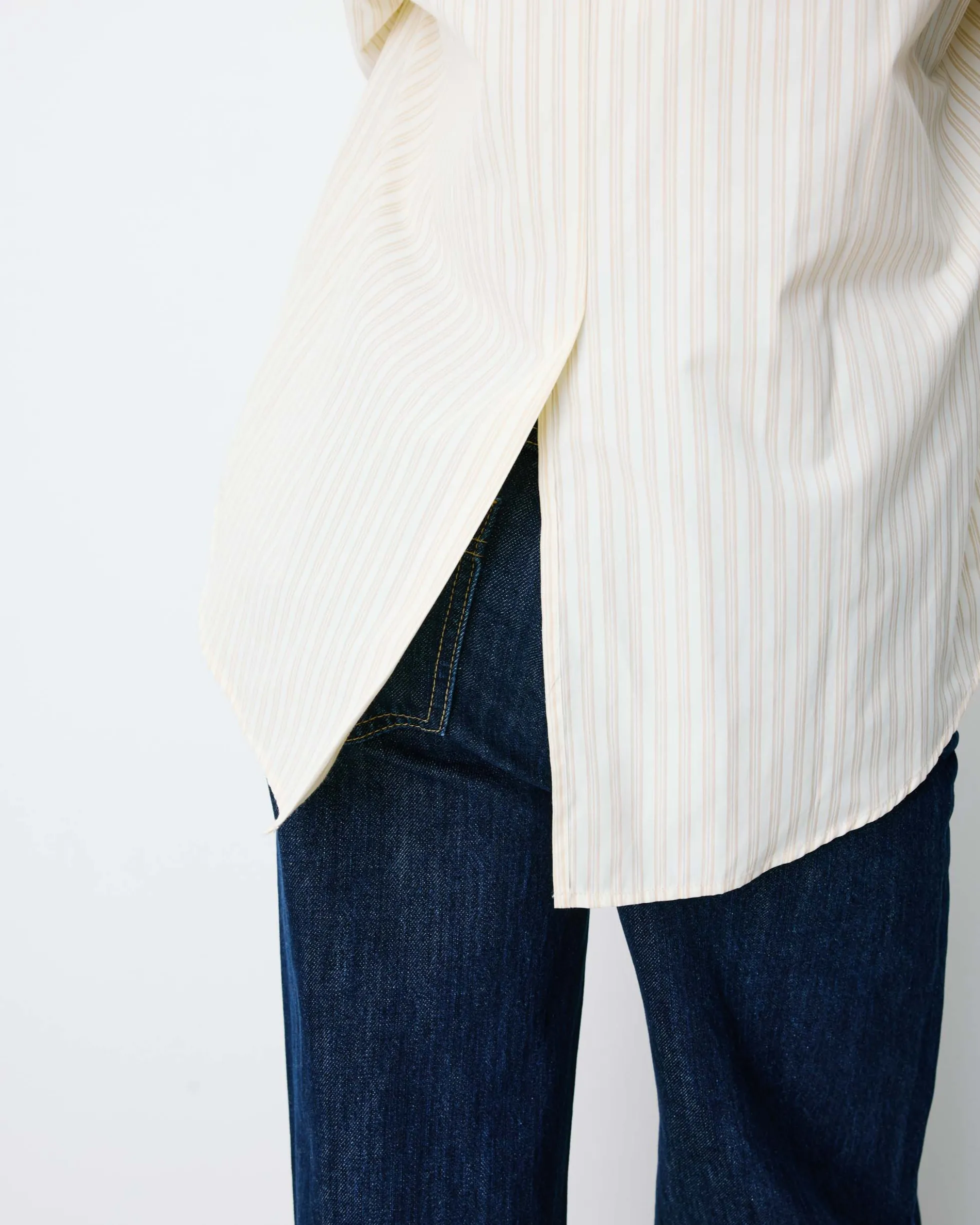 Chemise oversize en coton rayée vanille Armelle