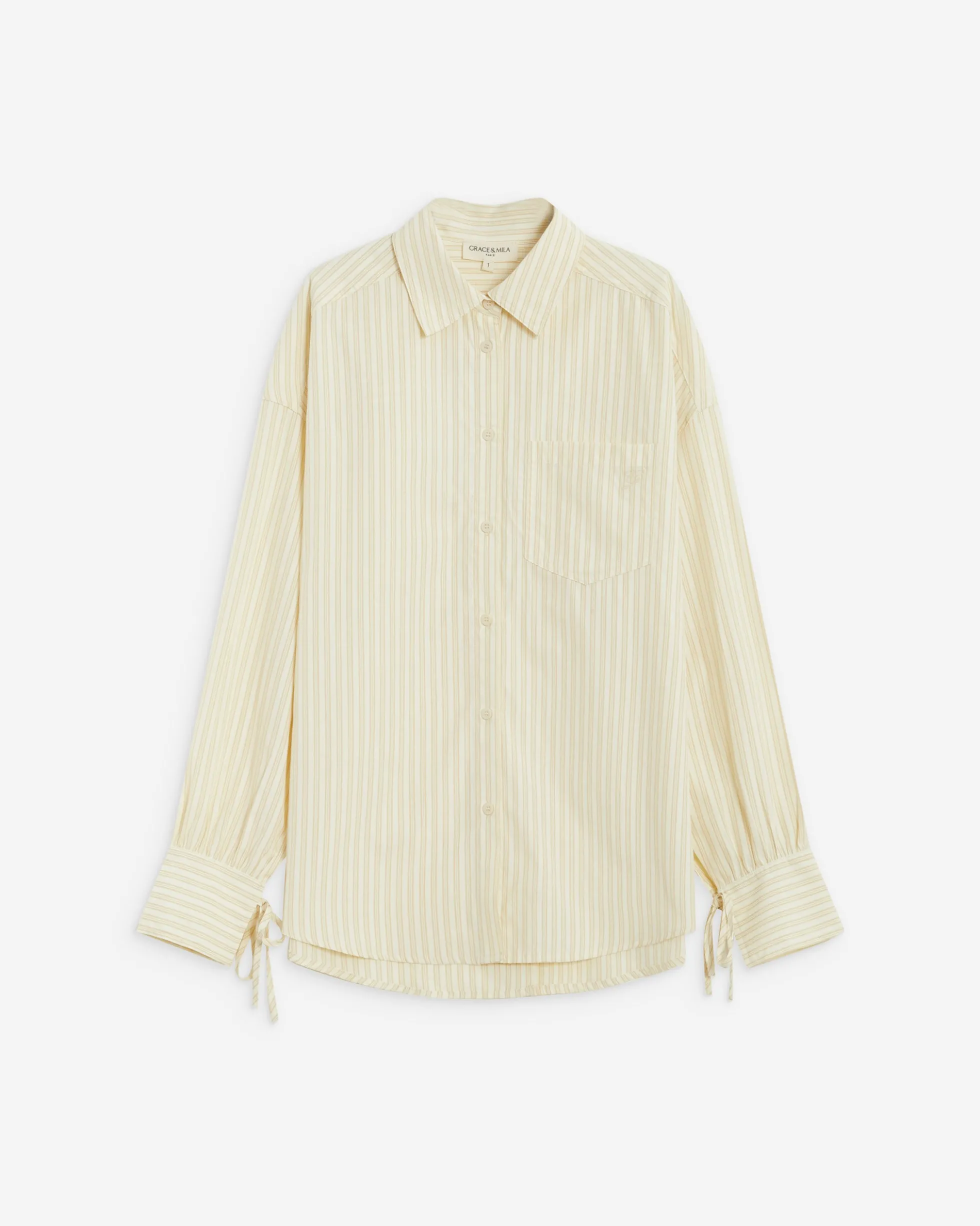 Chemise oversize en coton rayée vanille Armelle