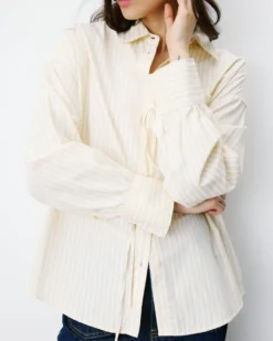 Chemise oversize en coton rayée vanille Armelle