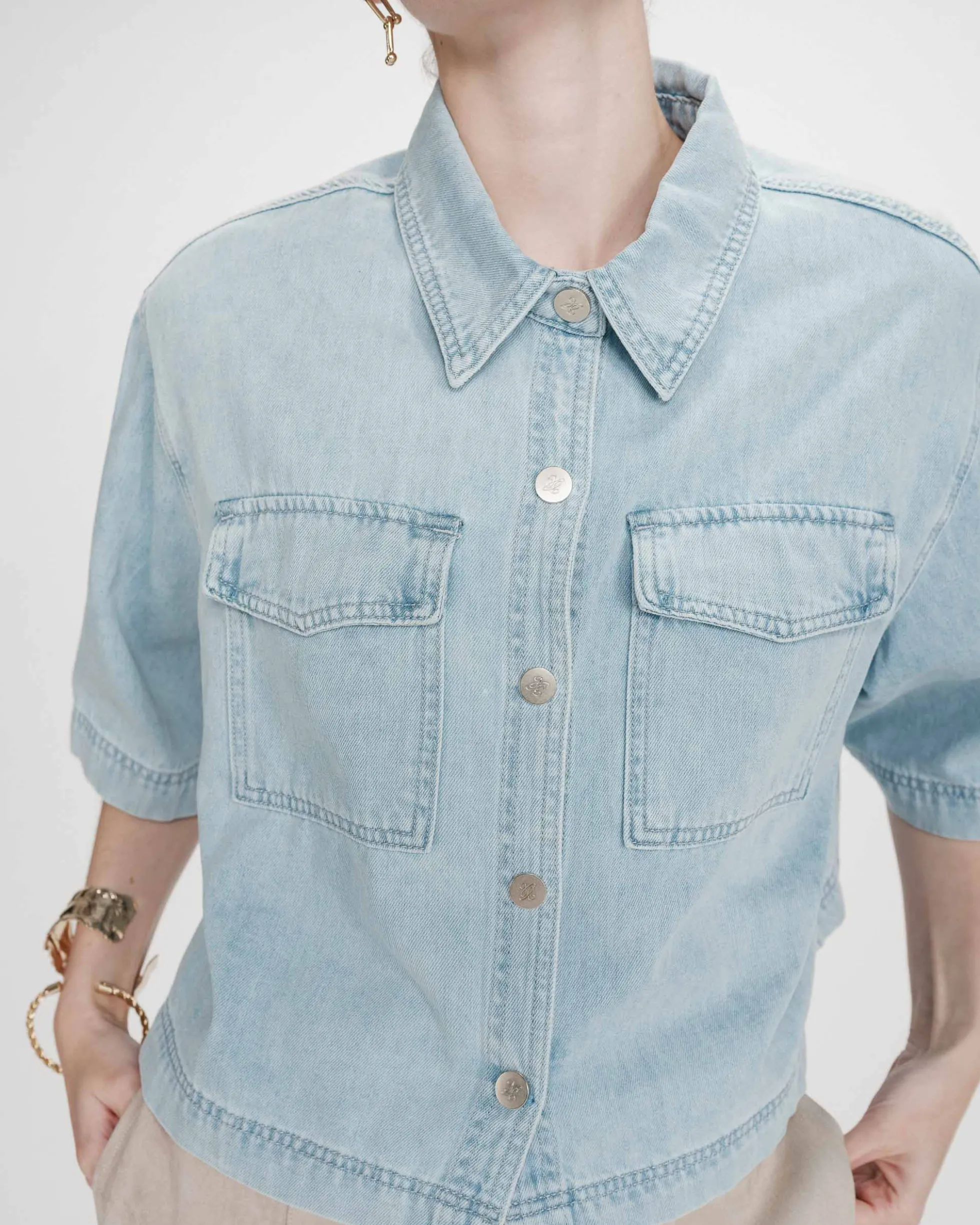 Chemise oversize en denim skyblue Vita