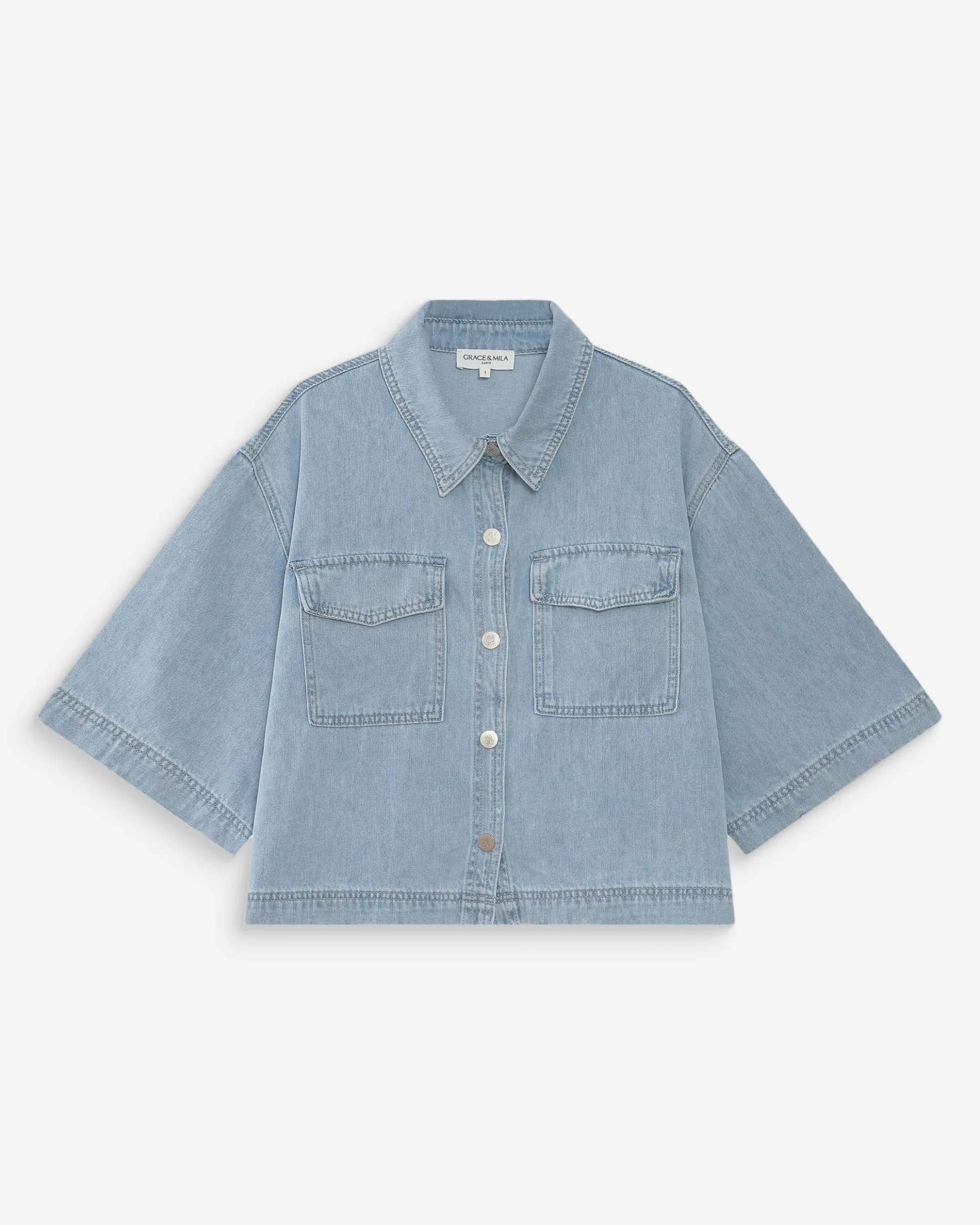 Chemise oversize en denim skyblue Vita