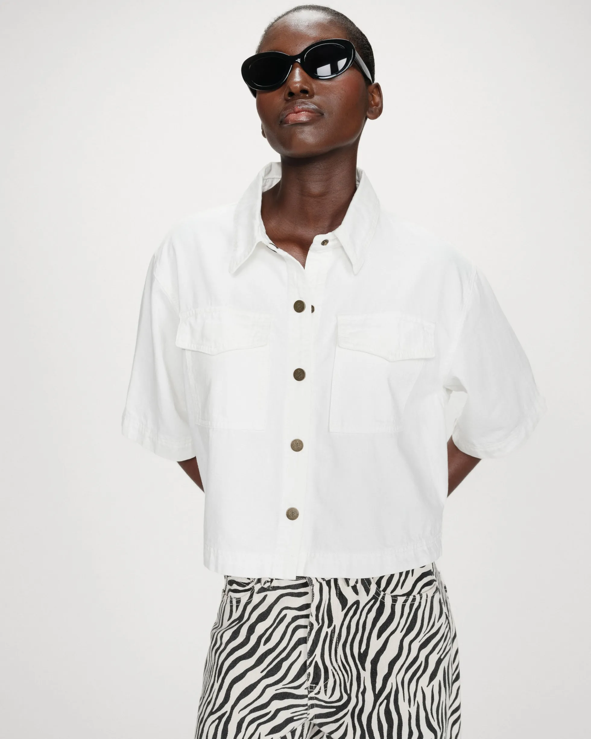 Chemise oversize en denim white Vita