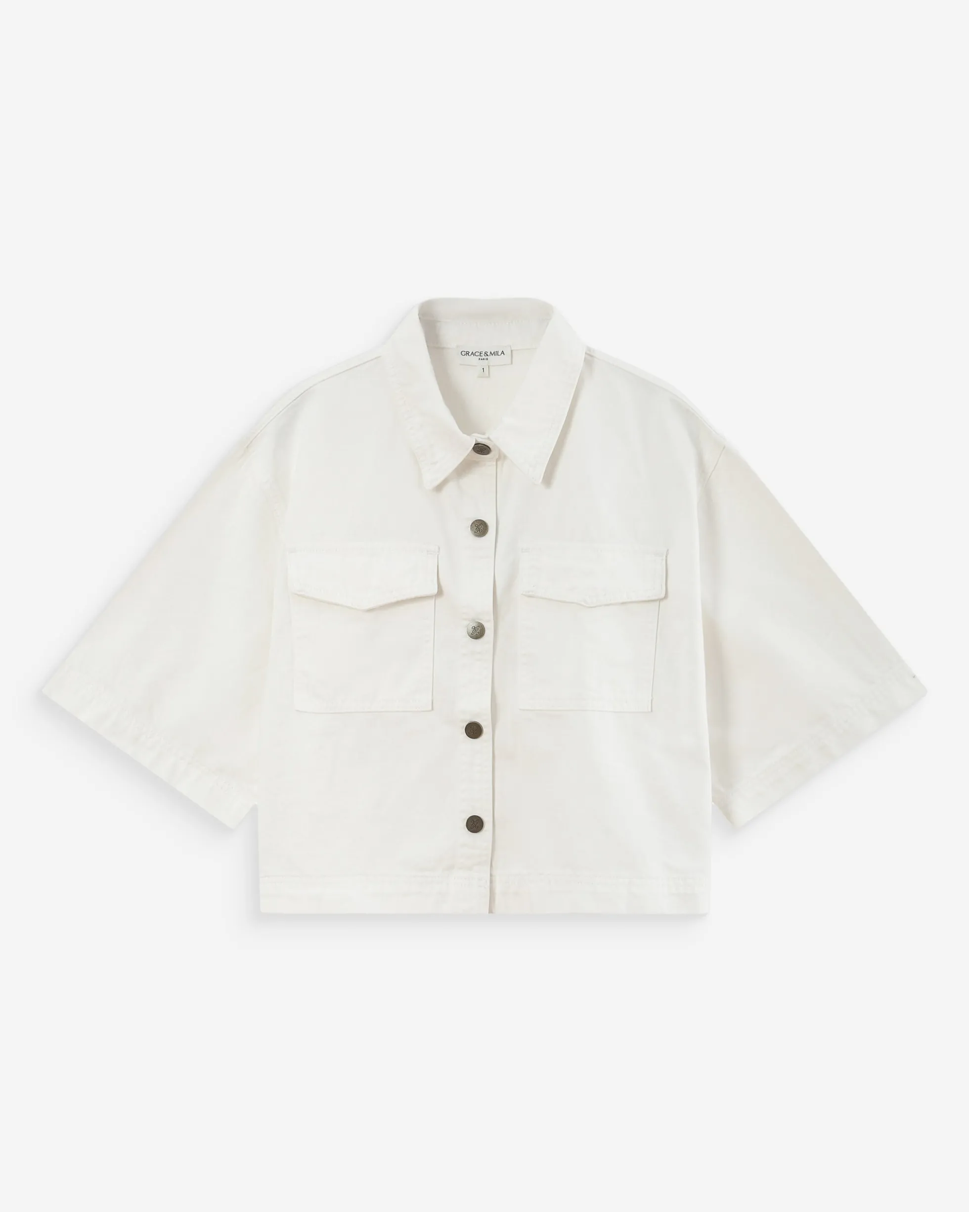 Chemise oversize en denim white Vita
