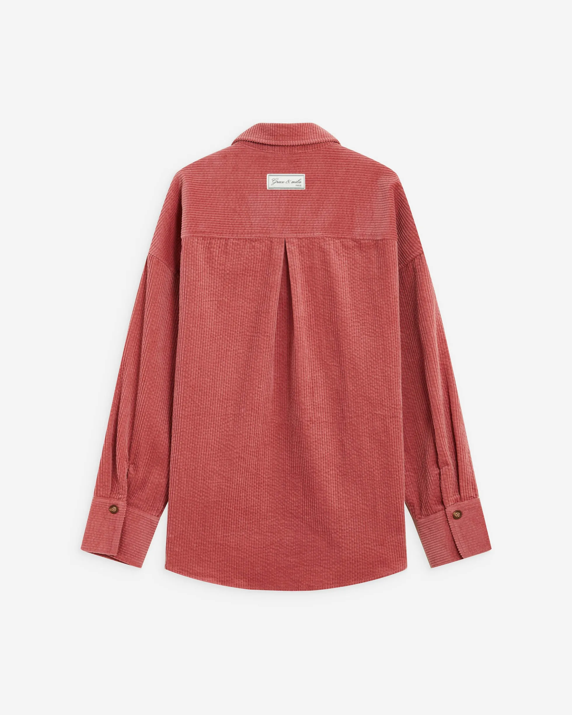 Chemise oversize en velours côtelé blush Ange