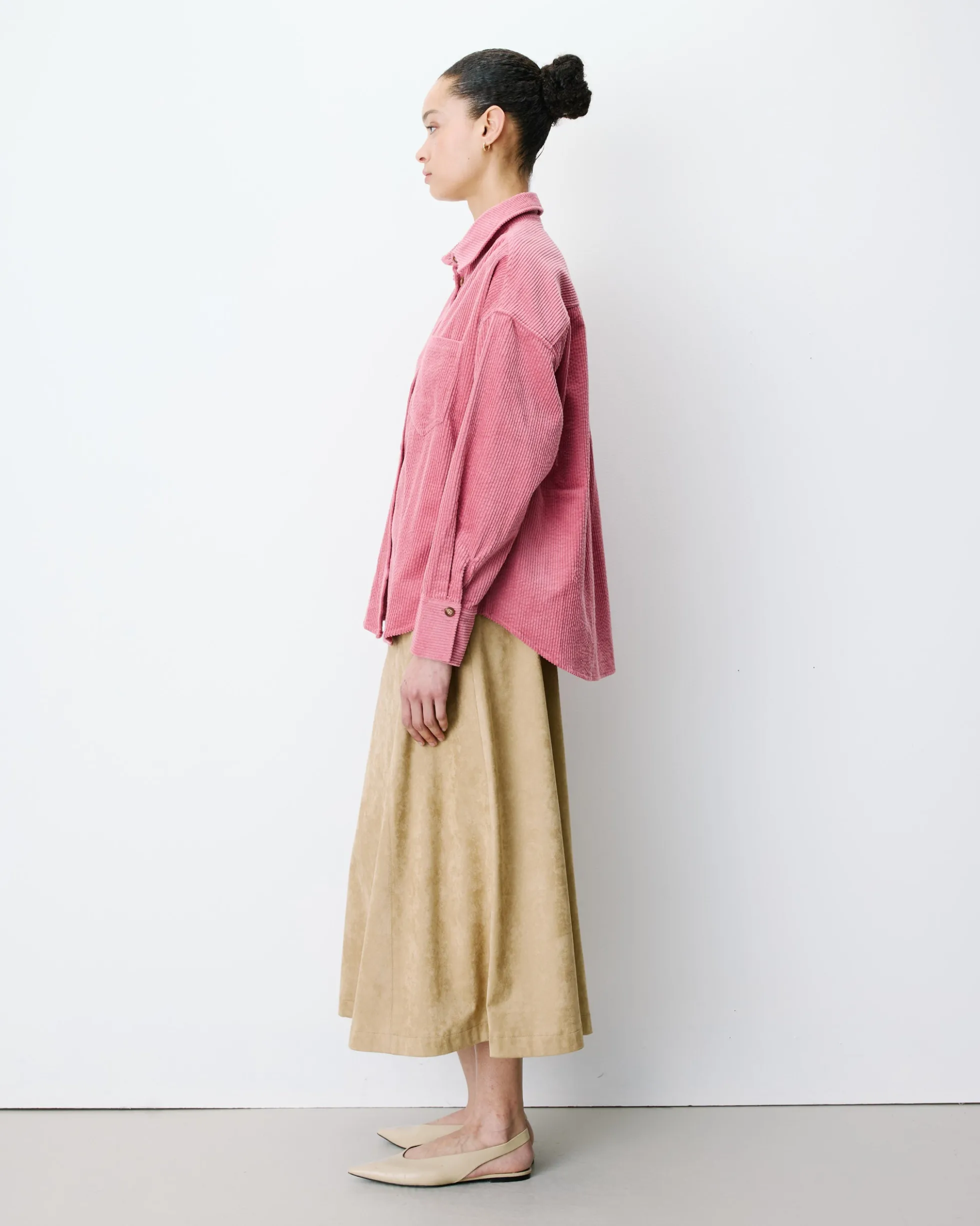 Chemise oversize en velours côtelé blush Ange