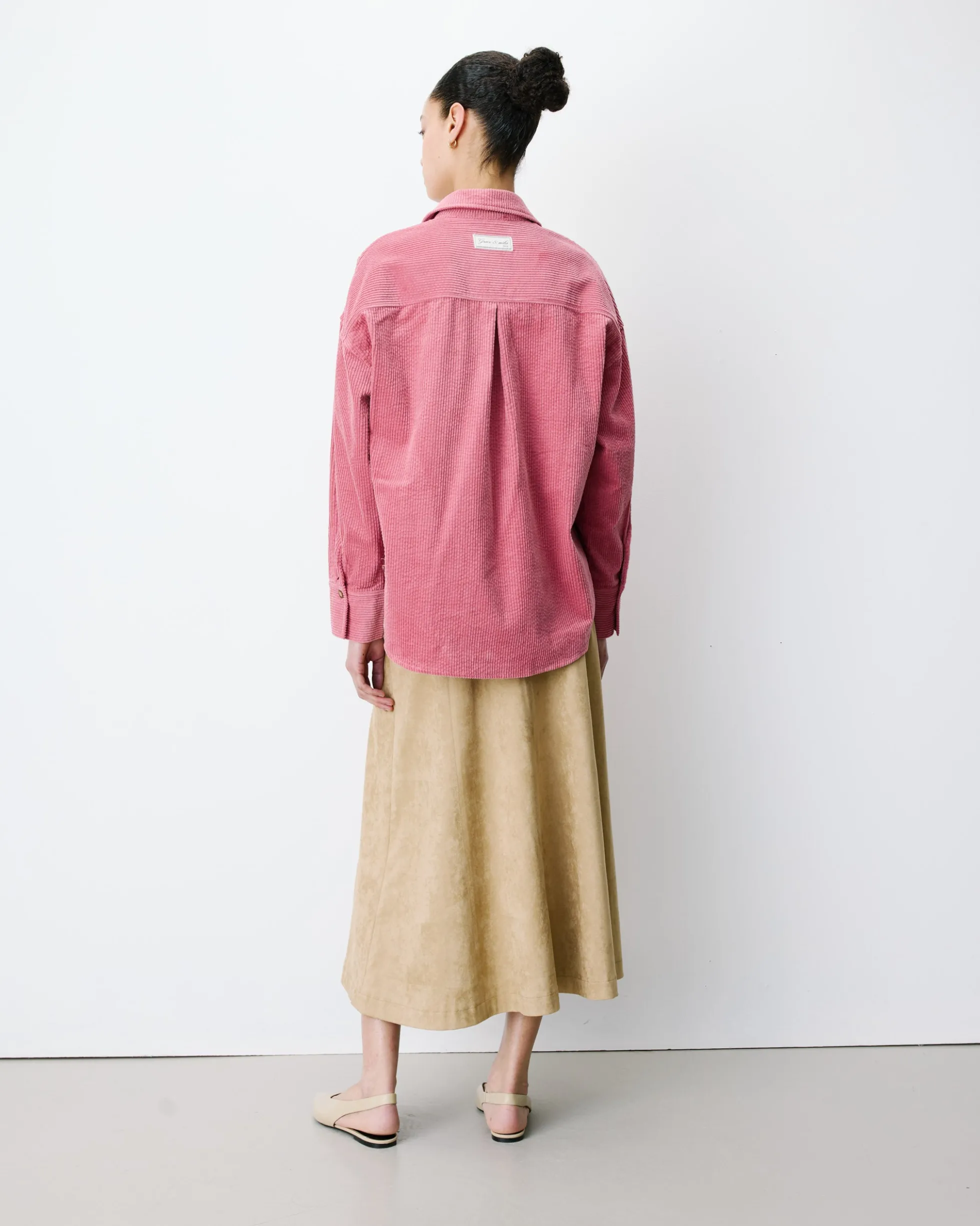 Chemise oversize en velours côtelé blush Ange