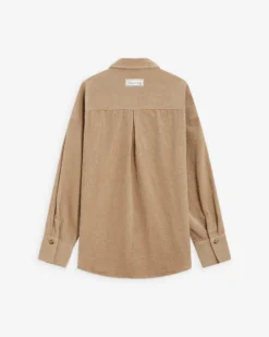 Chemise oversize en velours côtelé beige Ange