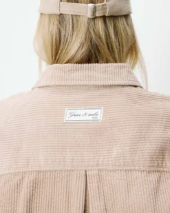 Chemise oversize en velours côtelé beige Ange