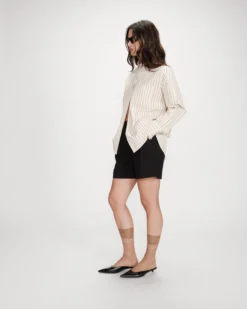 Chemise oversize rayée à nouer dans le dos vanille Valerie