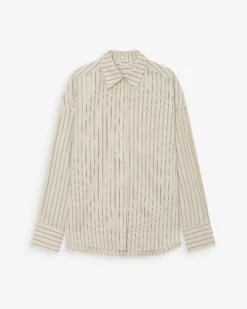 Chemise oversize rayée à nouer dans le dos vanille Valerie