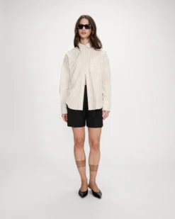 Chemise oversize rayée à nouer dans le dos vanille Valerie