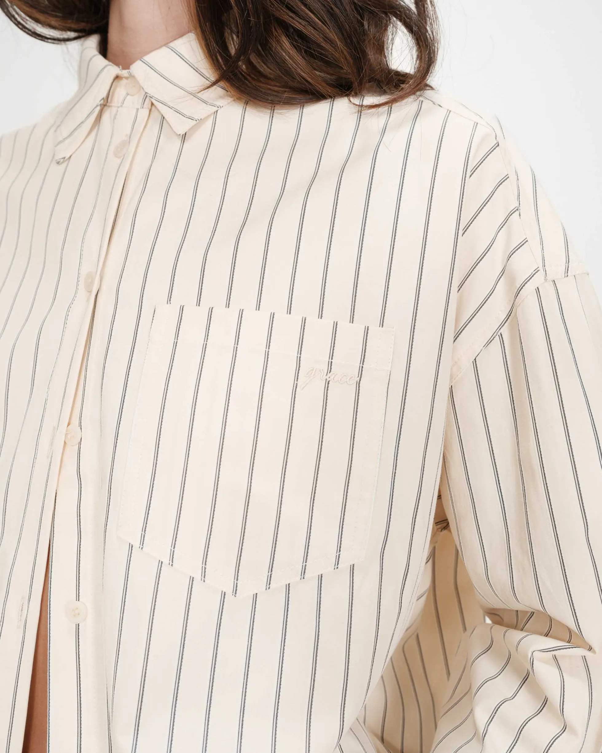 Chemise oversize rayée à nouer dans le dos vanille Valerie