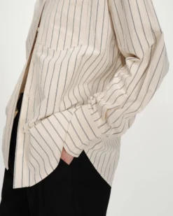 Chemise oversize rayée à nouer dans le dos vanille Valerie