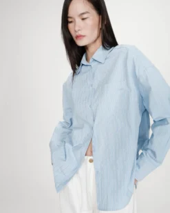 Chemise oversize rayée à nouer dans le dos bleuet Valerie