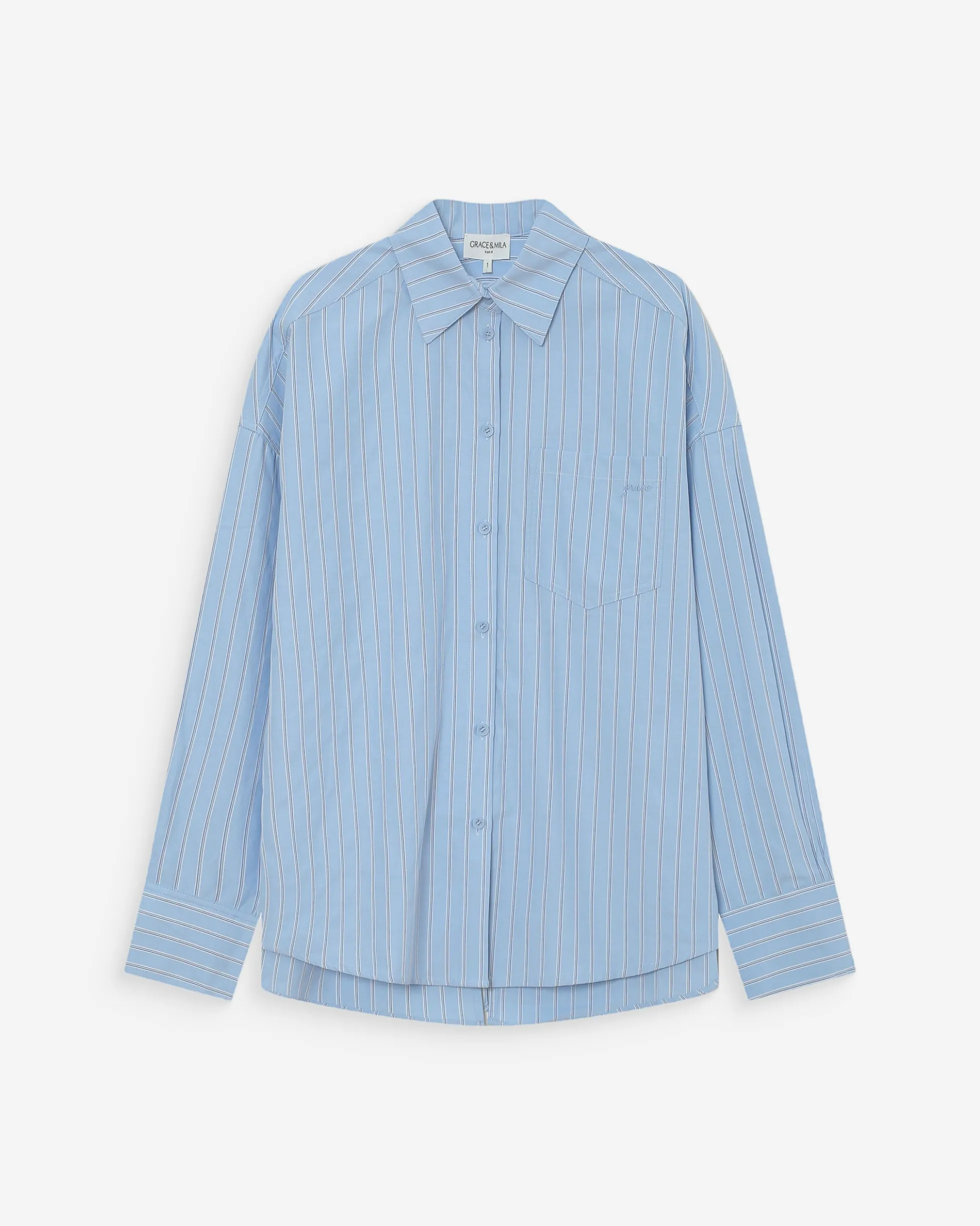 Chemise oversize rayée à nouer dans le dos bleuet Valerie