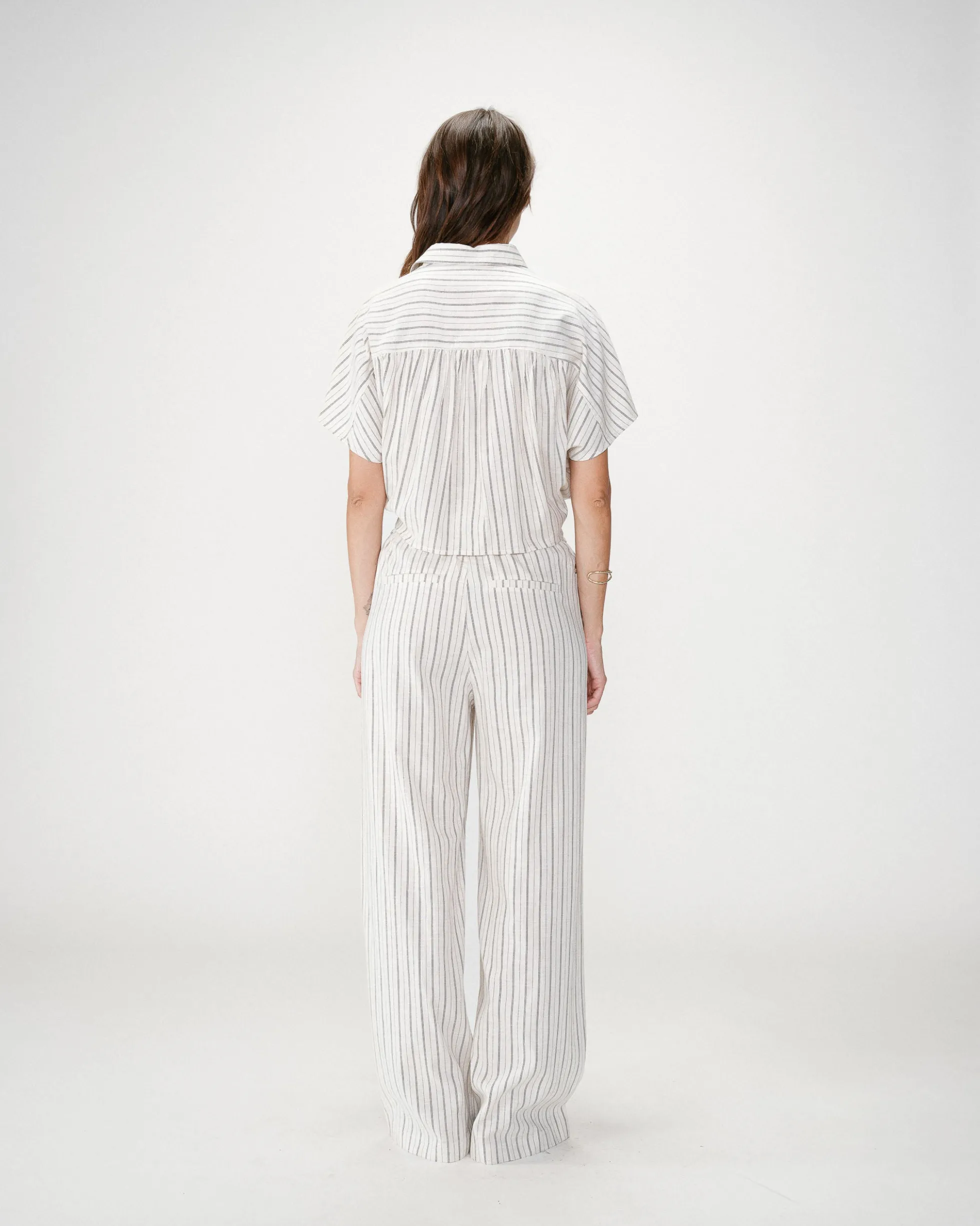 Chemise oversize rayée à nouer sable Wendee