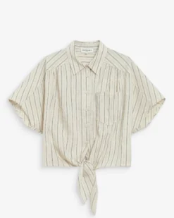 Chemise oversize rayée à nouer sable Wendee