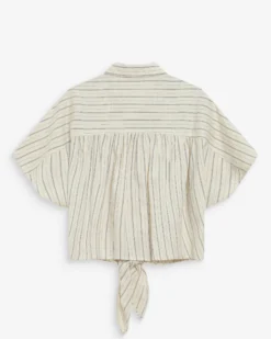 Chemise oversize rayée à nouer sable Wendee