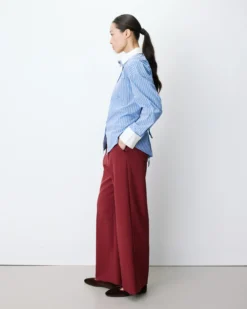 Chemise rayée oversize lien à nouer au dos bleuet Aubrey