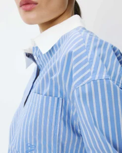Chemise rayée oversize lien à nouer au dos bleuet Aubrey